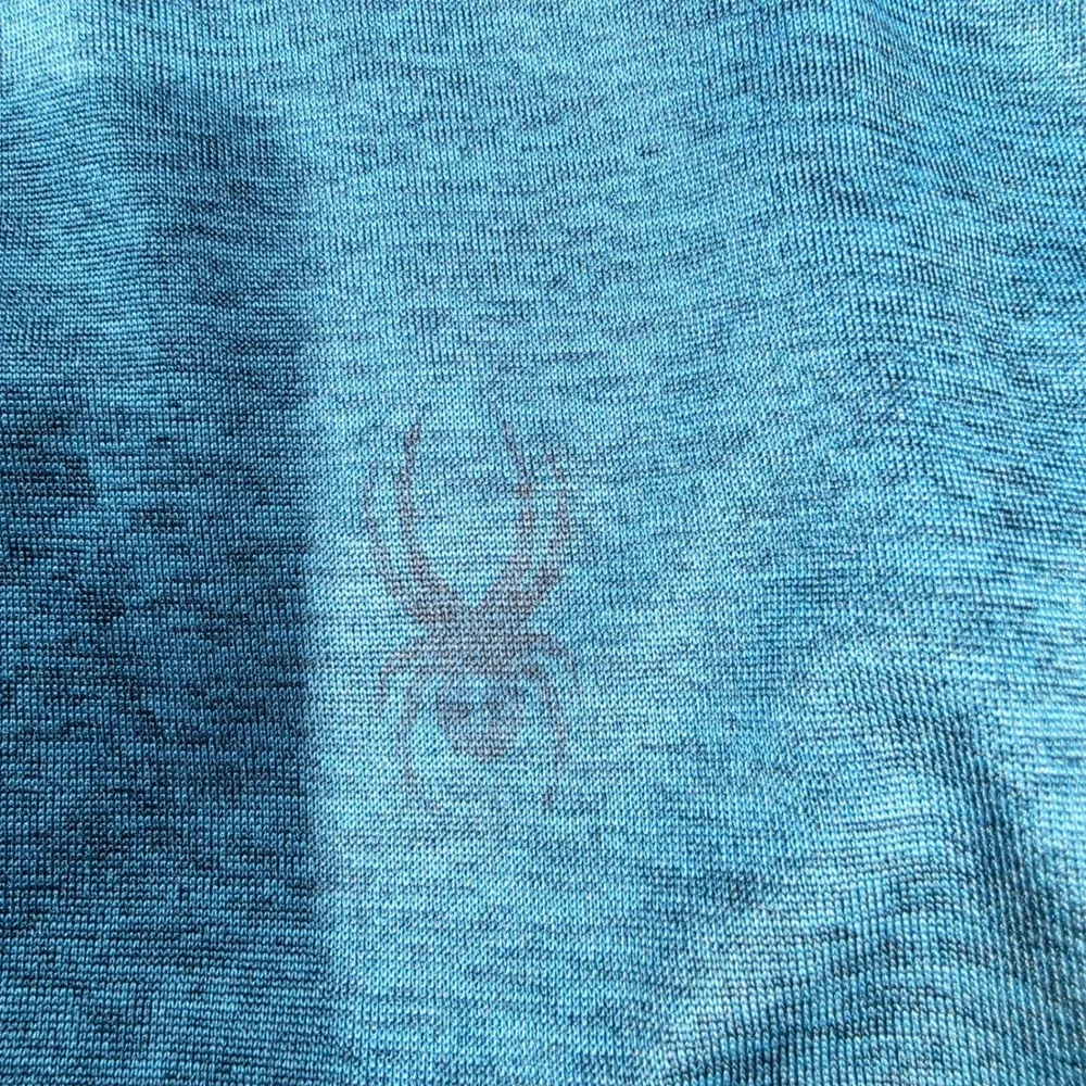 Spyder Swim Mens Rash Guard Shirt Teal Blue Heather Short Sleeve L Large